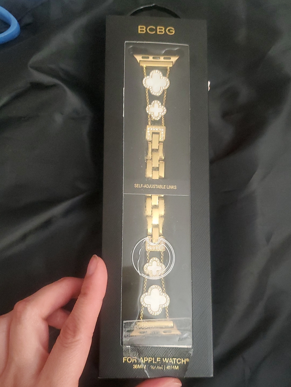 BCBG Gold and White Clover Link Bracelet Apple Watch Band